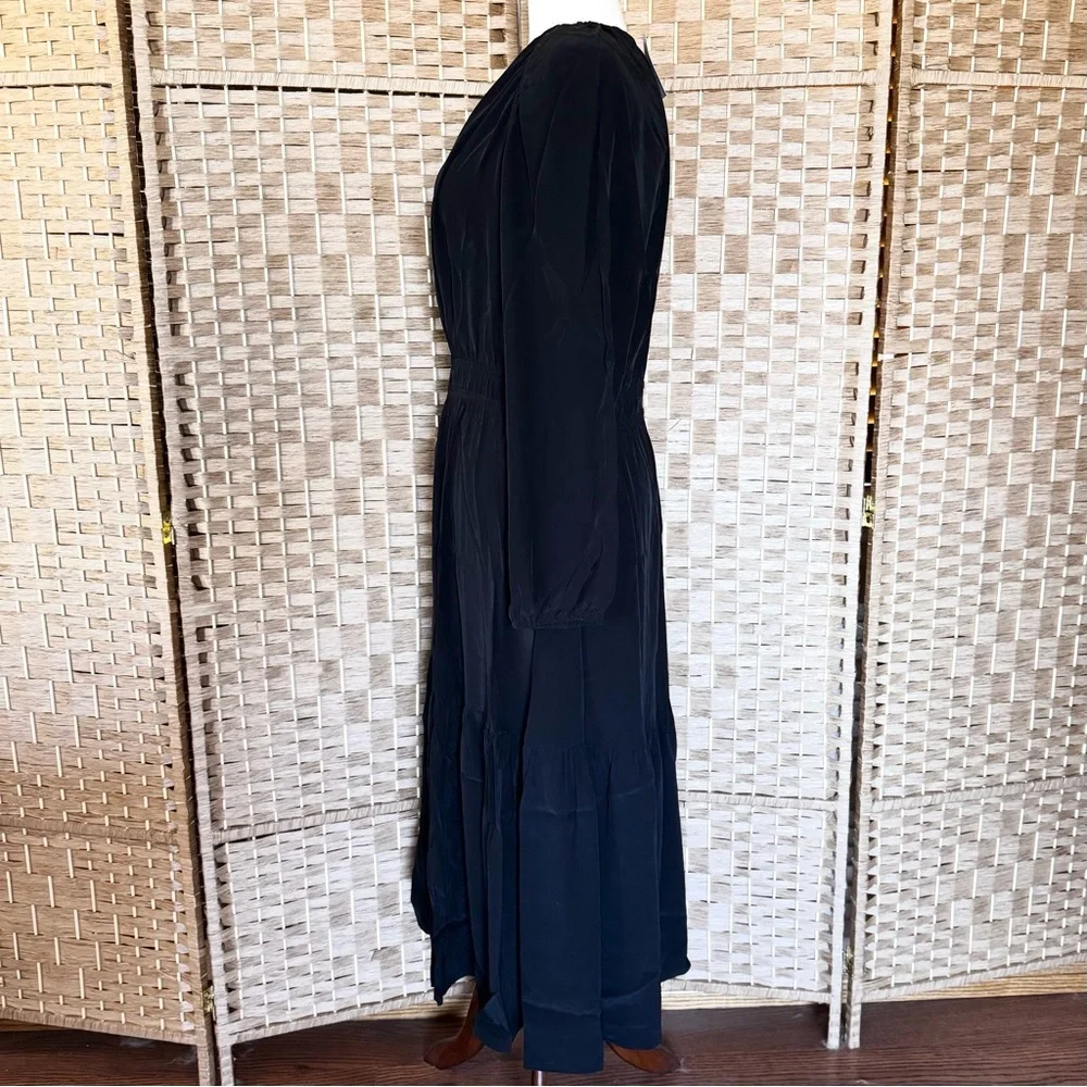 NWT Loft black shirred midi dress L - Picture 9 of 14